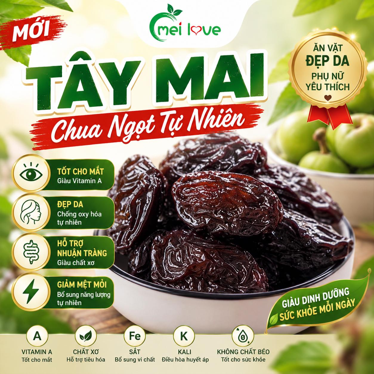 Ô Mai Tây Mai Meilove: Món Ăn Vặt Lành Mạnh Giúp Sáng Mắt, Đẹp Da Và Nhuận Tràng