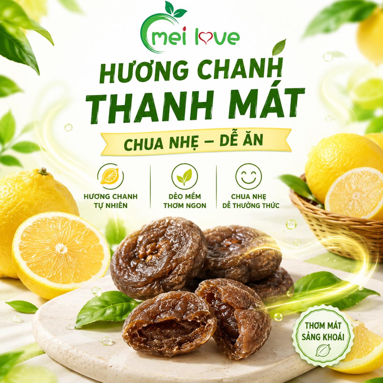 Bánh Xí Muội Vị Chanh Cao Cấp, Dẻo Mềm, Chua Ngọt Hài Hòa, Hương Chanh Thanh Mát