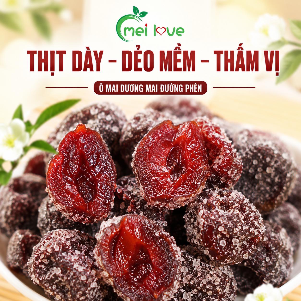 Dương Mai Đường Phèn Cao Cấp, Dẻo Mềm, Chua Thanh, Ngọt Dịu Từ Đường Phèn, Món Ăn Vặt Đặc Sản