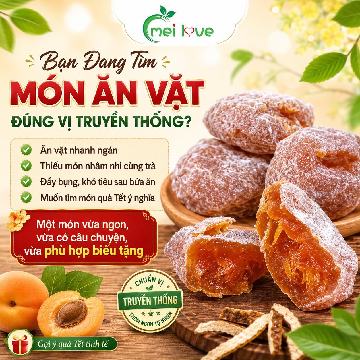 Ô Mai Bánh Mơ Trần Bì Cổ Truyền, Vị Chua Ngọt Hài Hòa, Thơm Ấm Vỏ Quýt
