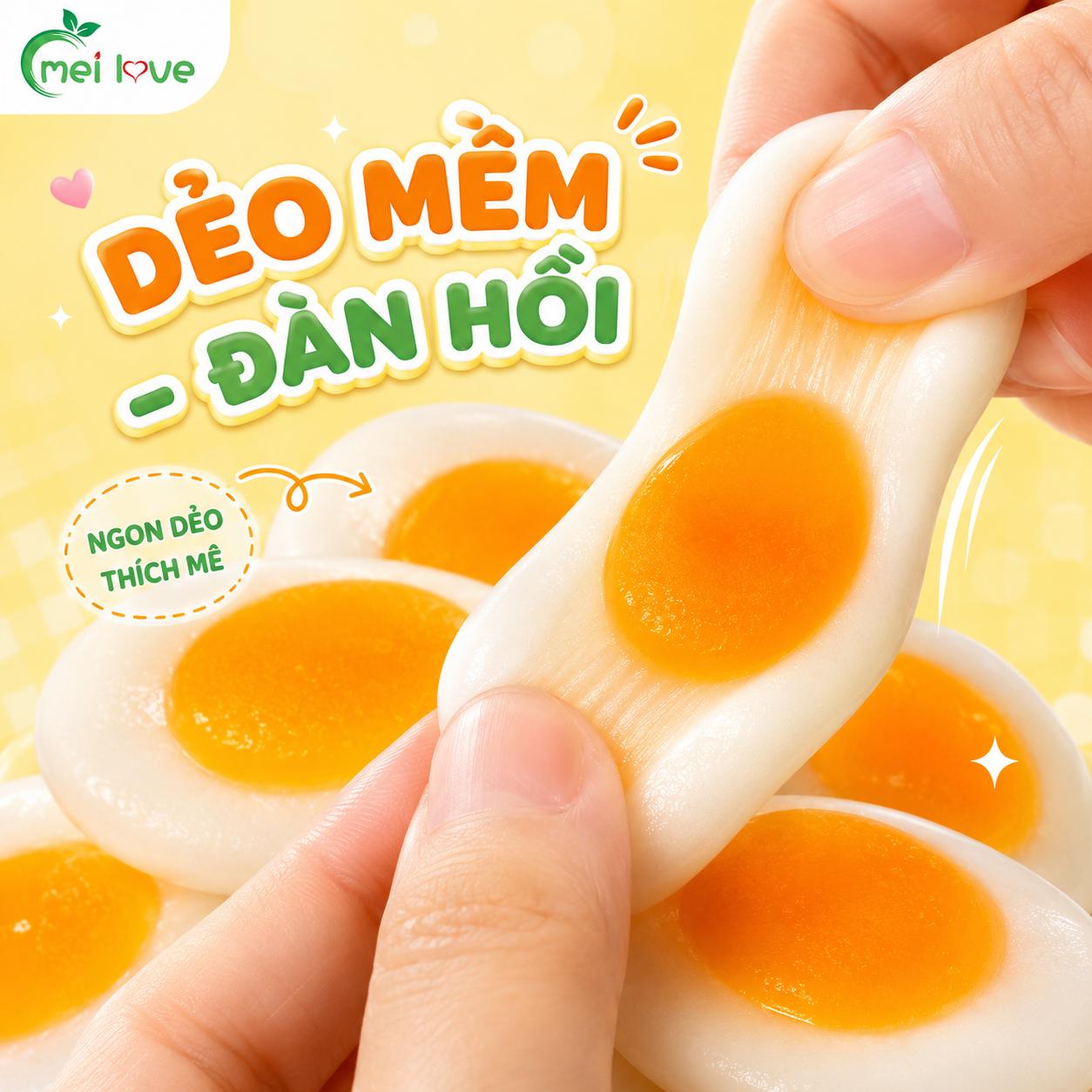 Kẹo Dẻo Trứng Rán Hương Trái Cây, Dẻo Mềm, Tạo Hình Trứng Ốp La, Kẹo Ăn Vặt Cho Bé & Gia Đình