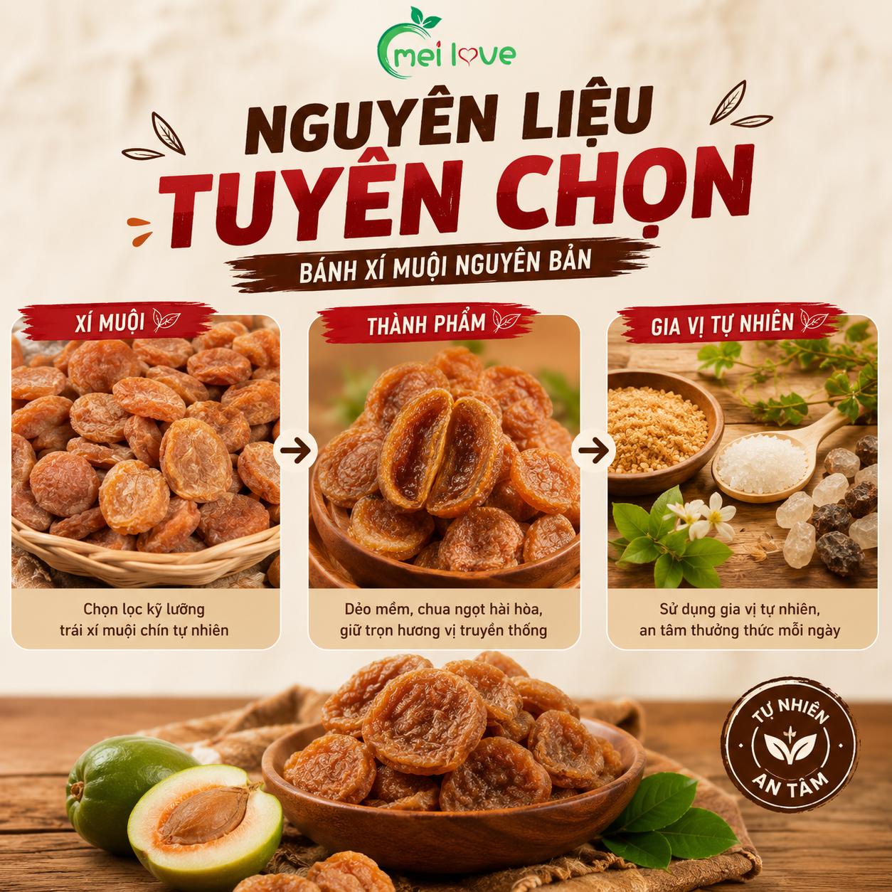 Bánh Xí Muội Nguyên Bản Cao Cấp, Dẻo Mềm, Chua Ngọt Hài Hòa, Hương Vị Truyền Thống