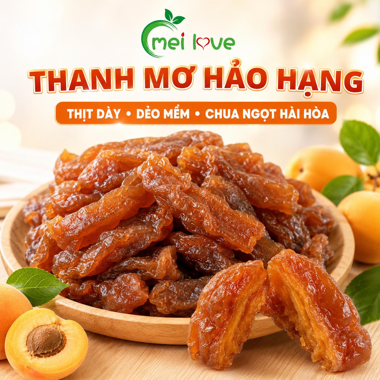 Thanh Mơ Hảo Hạng, Thịt Mơ Dày, Dẻo Mềm, Chua Ngọt Hài Hòa, Món Ăn Vặt Đặc Sản