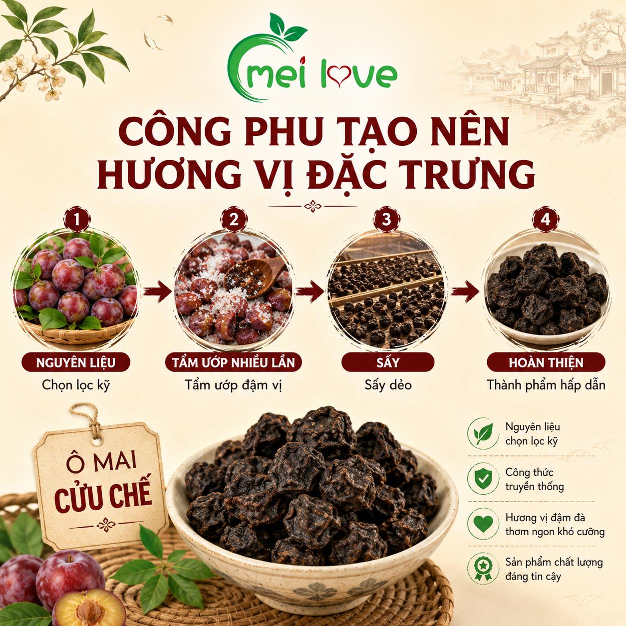 Ô Mai Cửu Chế Cao Cấp, Chua Ngọt Đậm Đà, Dẻo Mềm, Hương Vị Truyền Thống Khó Quên