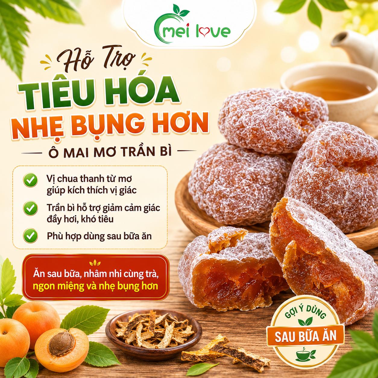 Ô Mai Bánh Mơ Trần Bì Cổ Truyền, Vị Chua Ngọt Hài Hòa, Thơm Ấm Vỏ Quýt