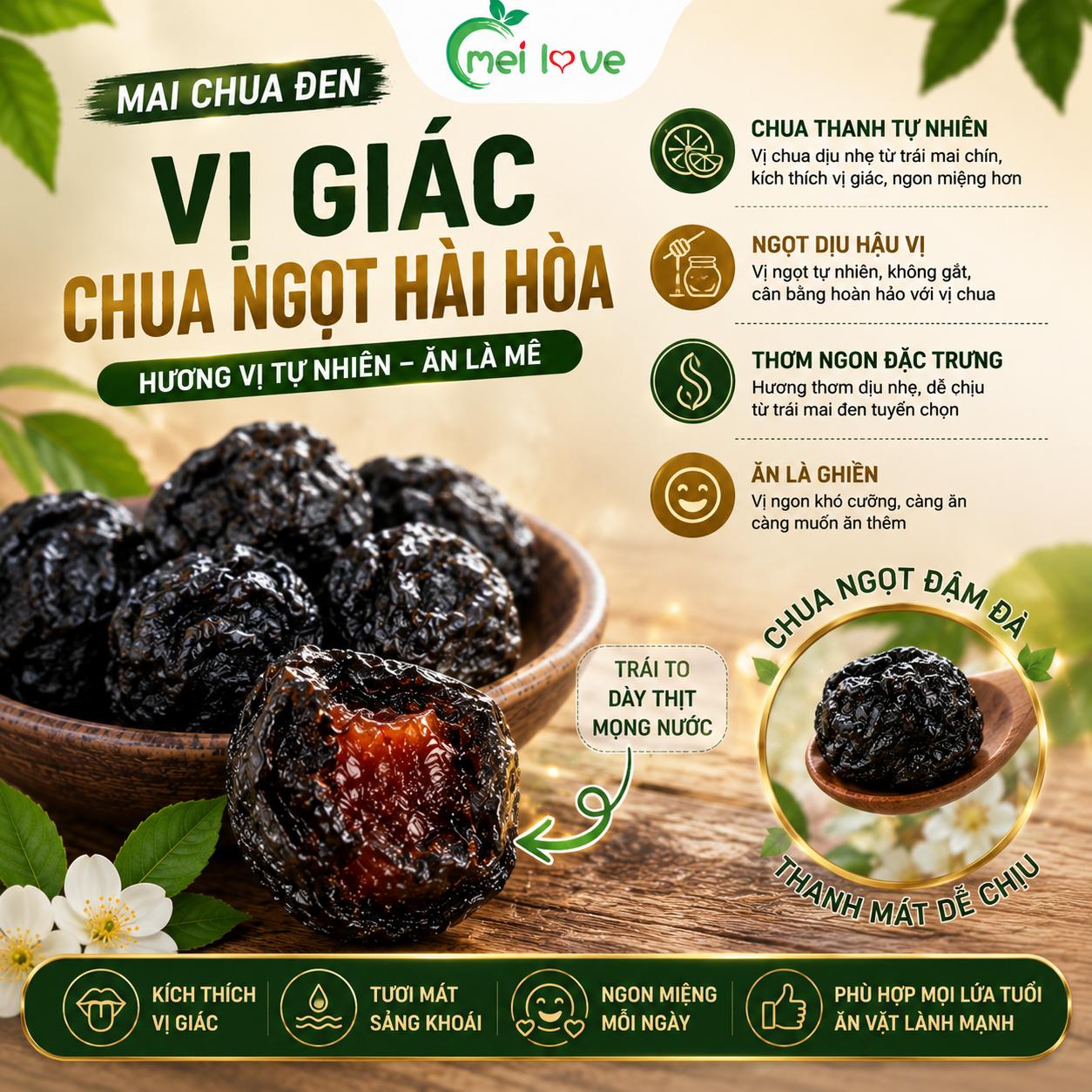 Mai Chua Đen Cao Cấp, Chua Ngọt Tự Nhiên, Sinh Tân Giải Khát, Ăn Vặt Thơm Ngon