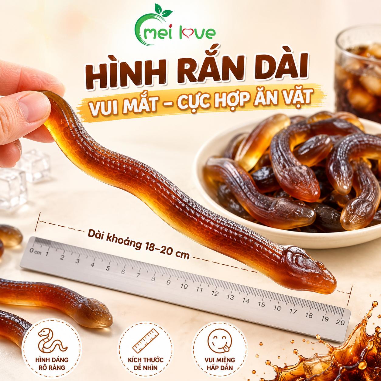 Kẹo Dẻo Rắn Coca Vị Cola Chua Ngọt Dai Mềm, Kẹo Ăn Vặt Hình Rắn Vui Mắt Cho Bé Và Gia Đình