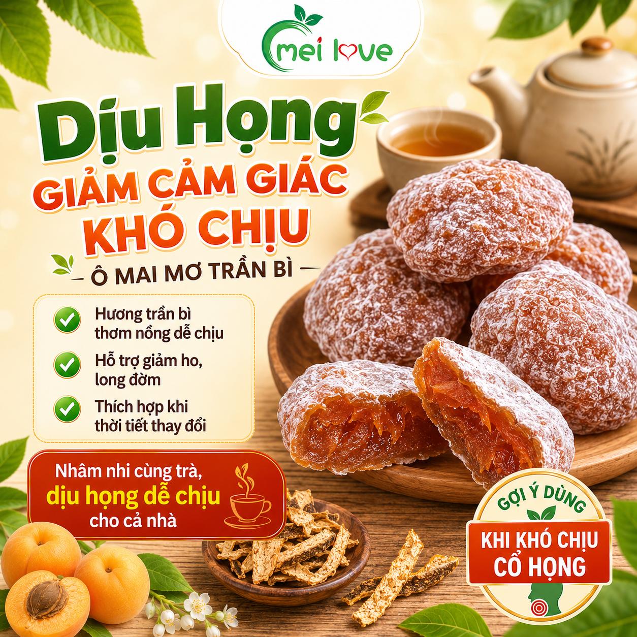 Ô Mai Bánh Mơ Trần Bì Cổ Truyền, Vị Chua Ngọt Hài Hòa, Thơm Ấm Vỏ Quýt