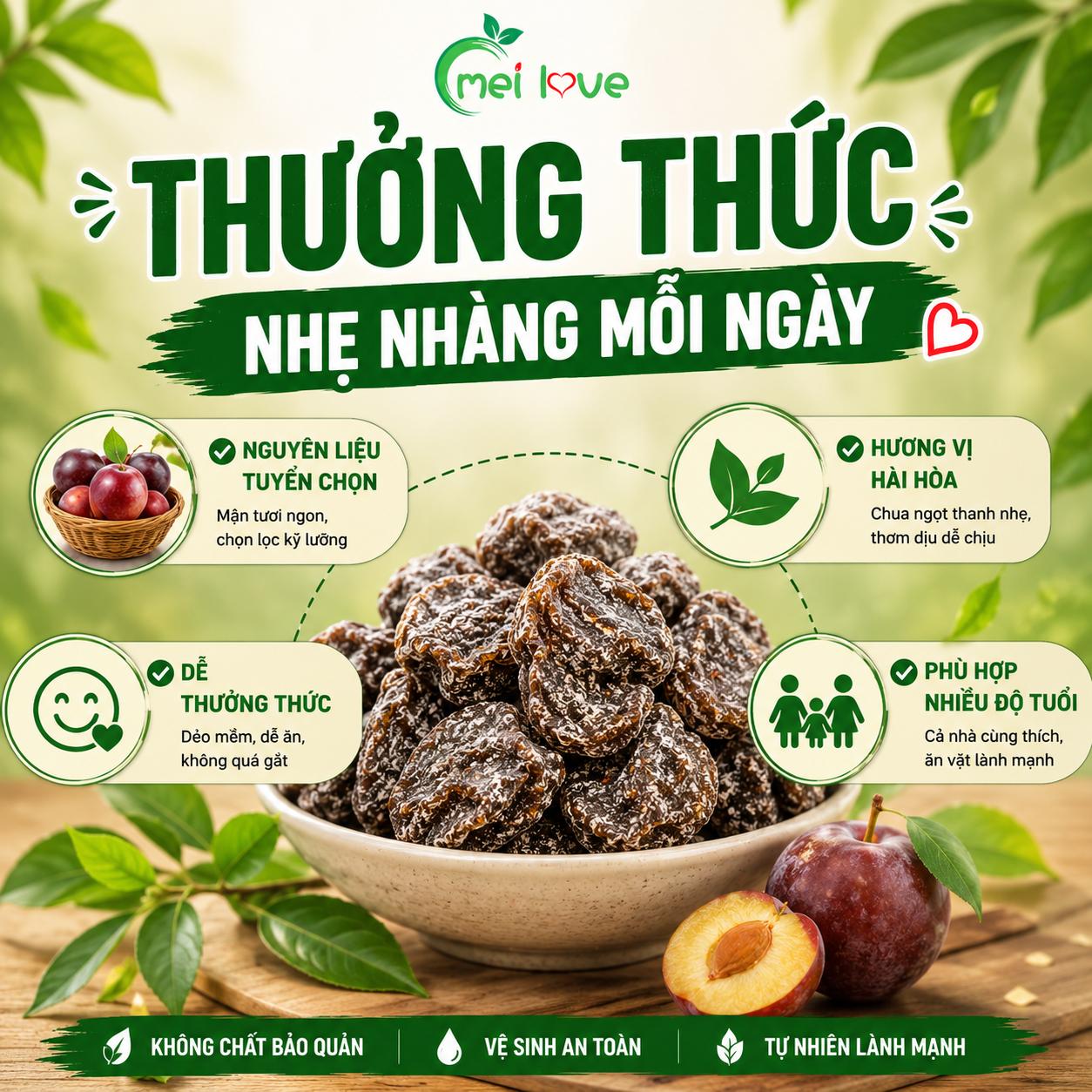 Mận Dưỡng Sinh Cao Cấp, Dẻo Mềm, Chua Ngọt Thanh Nhẹ Dễ Ăn Mỗi Ngày