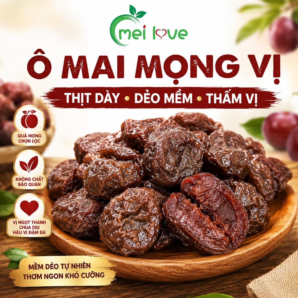 Ô Mai Mọng Vị Cao Cấp, Thịt Quả Dày, Dẻo Mềm, Chua Ngọt Hài Hòa, Món Ăn Vặt Đặc Sản