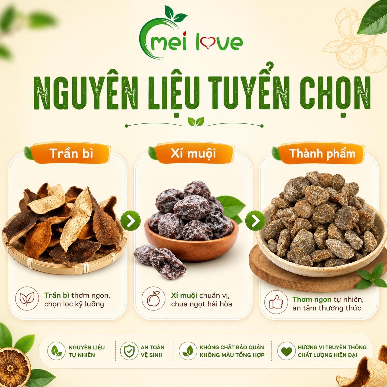 Bánh Xí Muội Trần Bì Cao Cấp, Dẻo Mềm, Chua Ngọt Hài Hòa, Hương Trần Bì Thơm Đặc Trưng