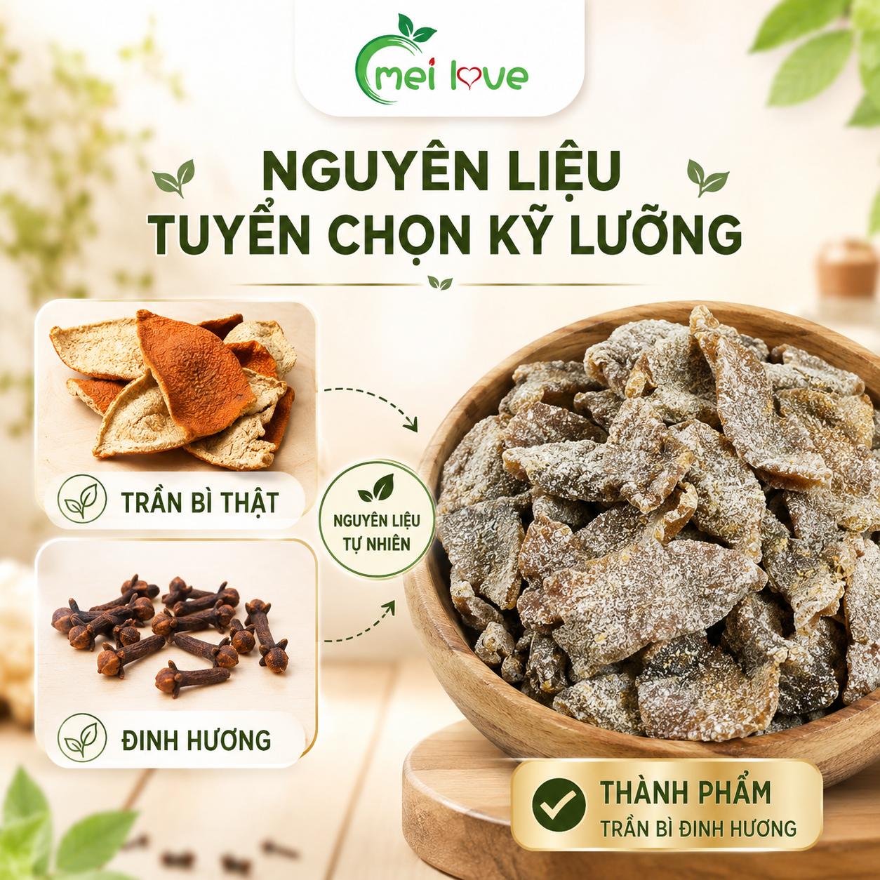 Trần Bì Đinh Hương Cao Cấp, Dẻo Mềm, Thơm Hương Trần Bì, Đậm Vị Đinh Hương, Món Ăn Vặt Truyền Thống