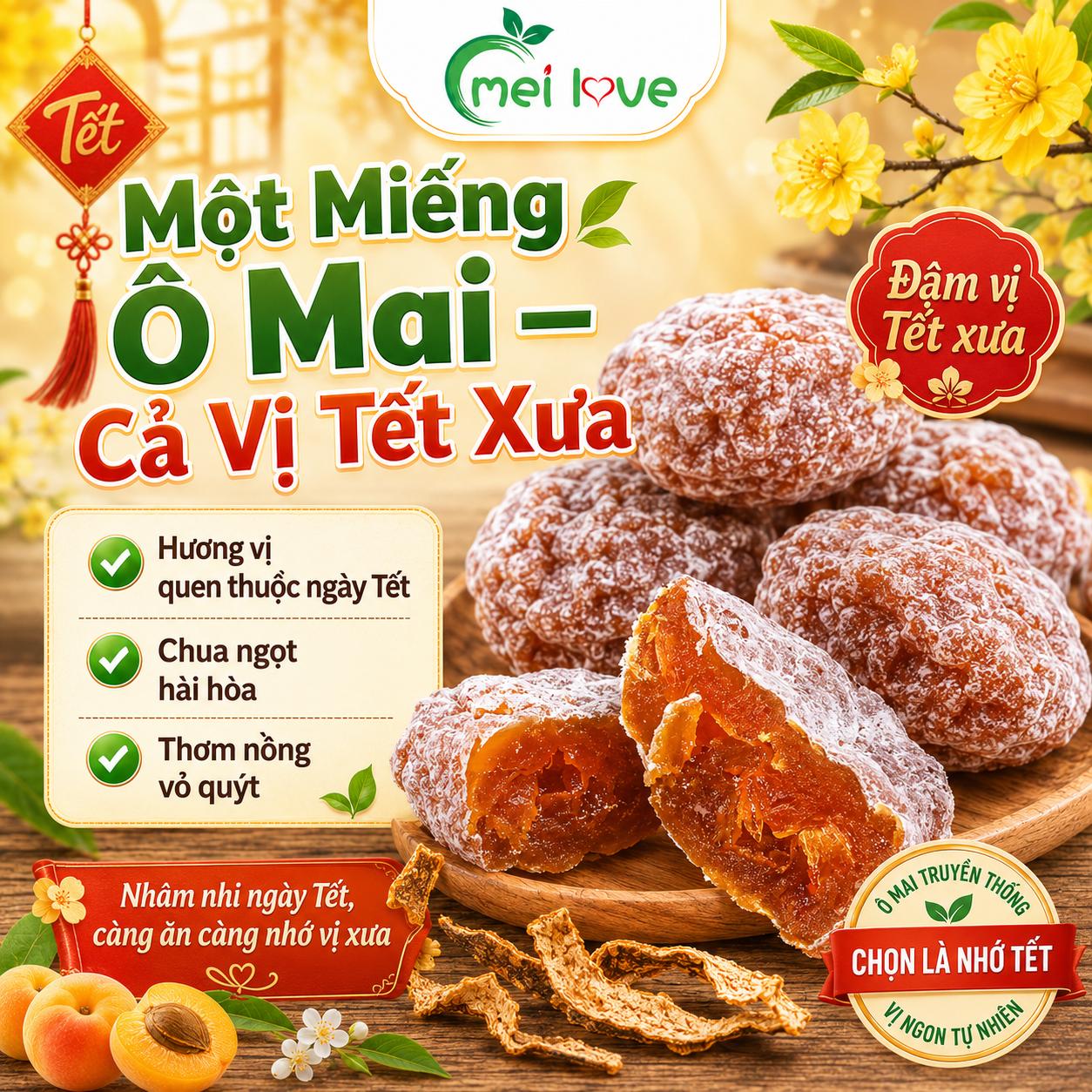 Ô Mai Bánh Mơ Trần Bì Cổ Truyền, Vị Chua Ngọt Hài Hòa, Thơm Ấm Vỏ Quýt