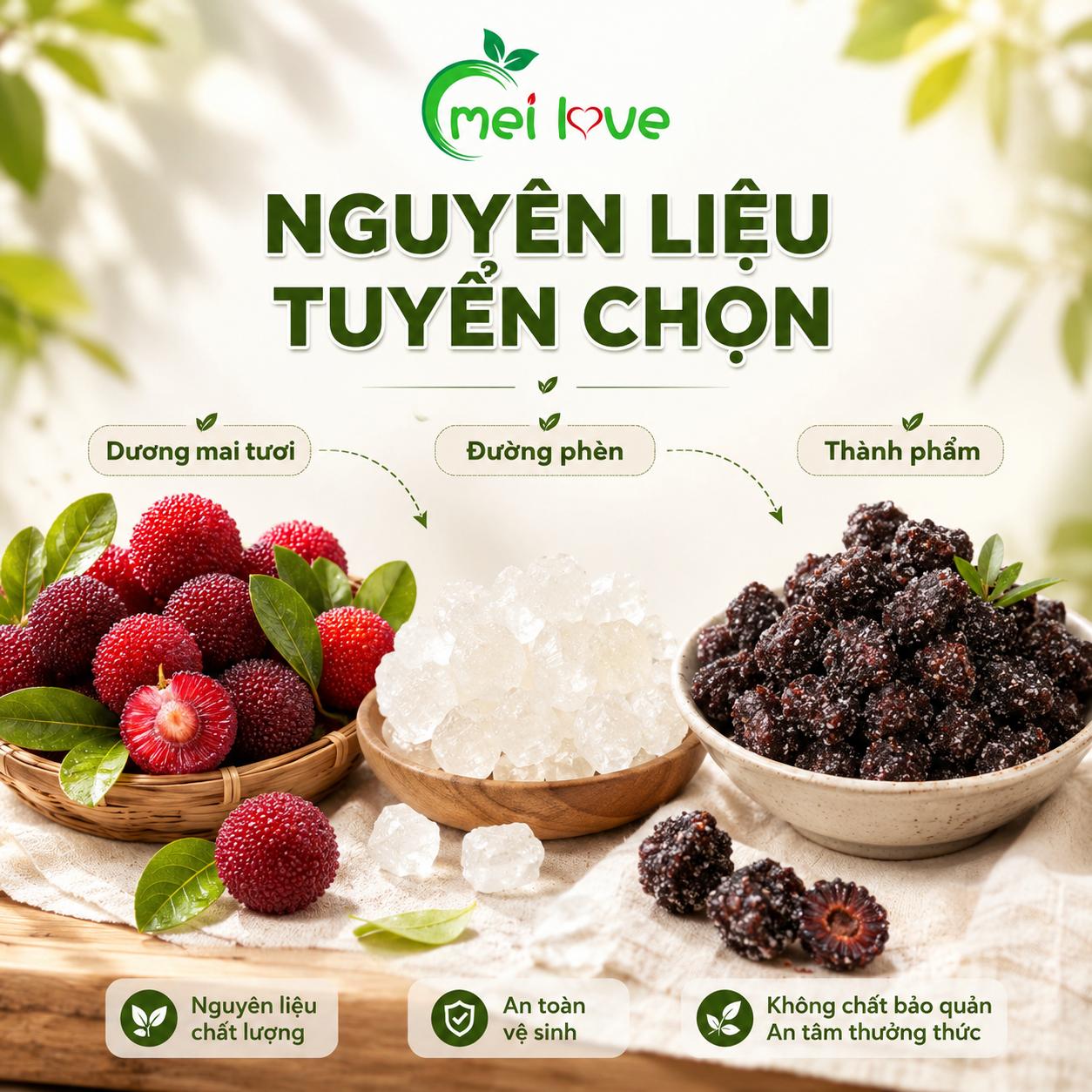 Dương Mai Đường Phèn Cao Cấp, Dẻo Mềm, Chua Thanh, Ngọt Dịu Từ Đường Phèn, Món Ăn Vặt Đặc Sản