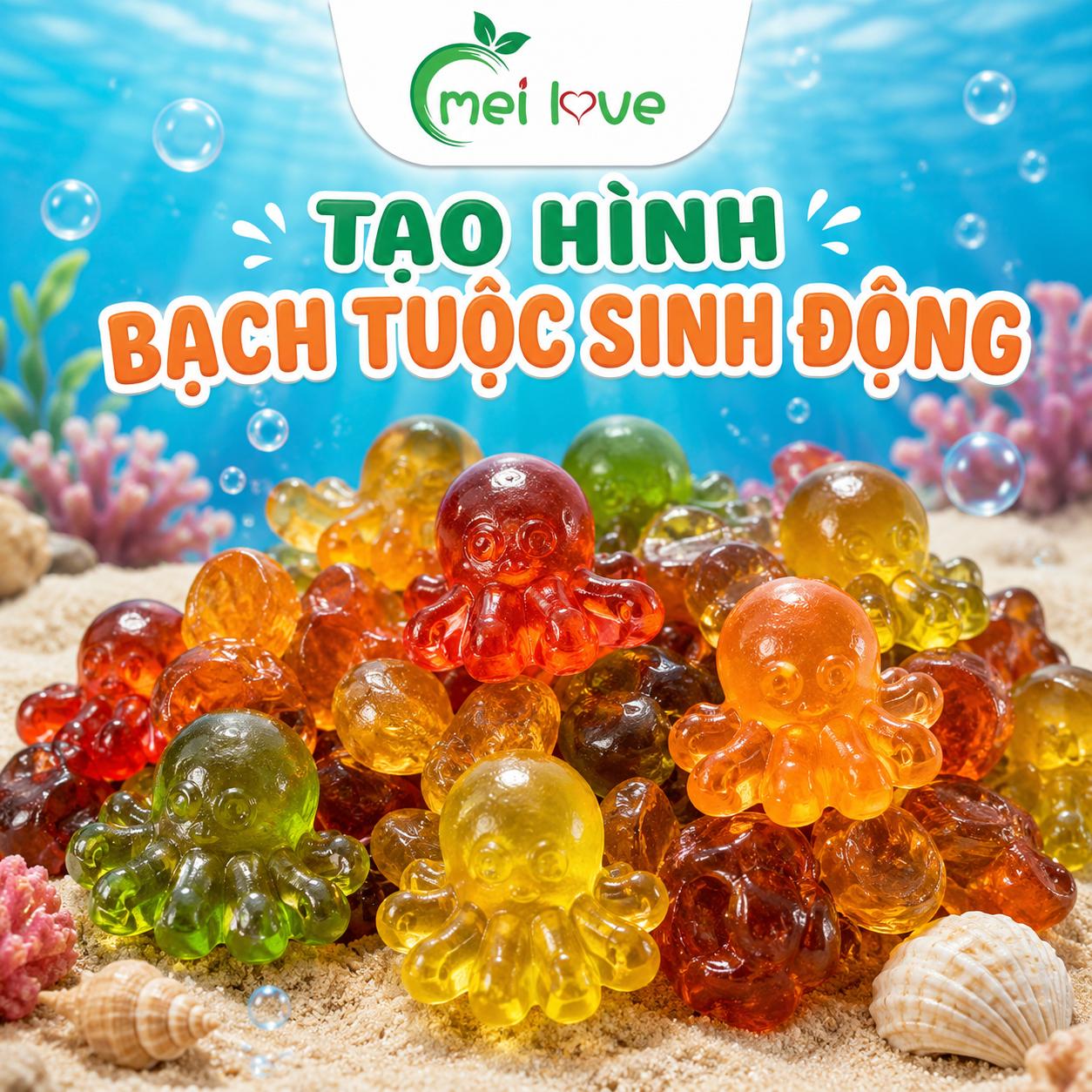 Kẹo Dẻo Bạch Tuộc Hương Trái Cây, Dẻo Dai, Tạo Hình Bạch Tuộc Đáng Yêu, Kẹo Ăn Vặt Cho Bé & Gia Đình