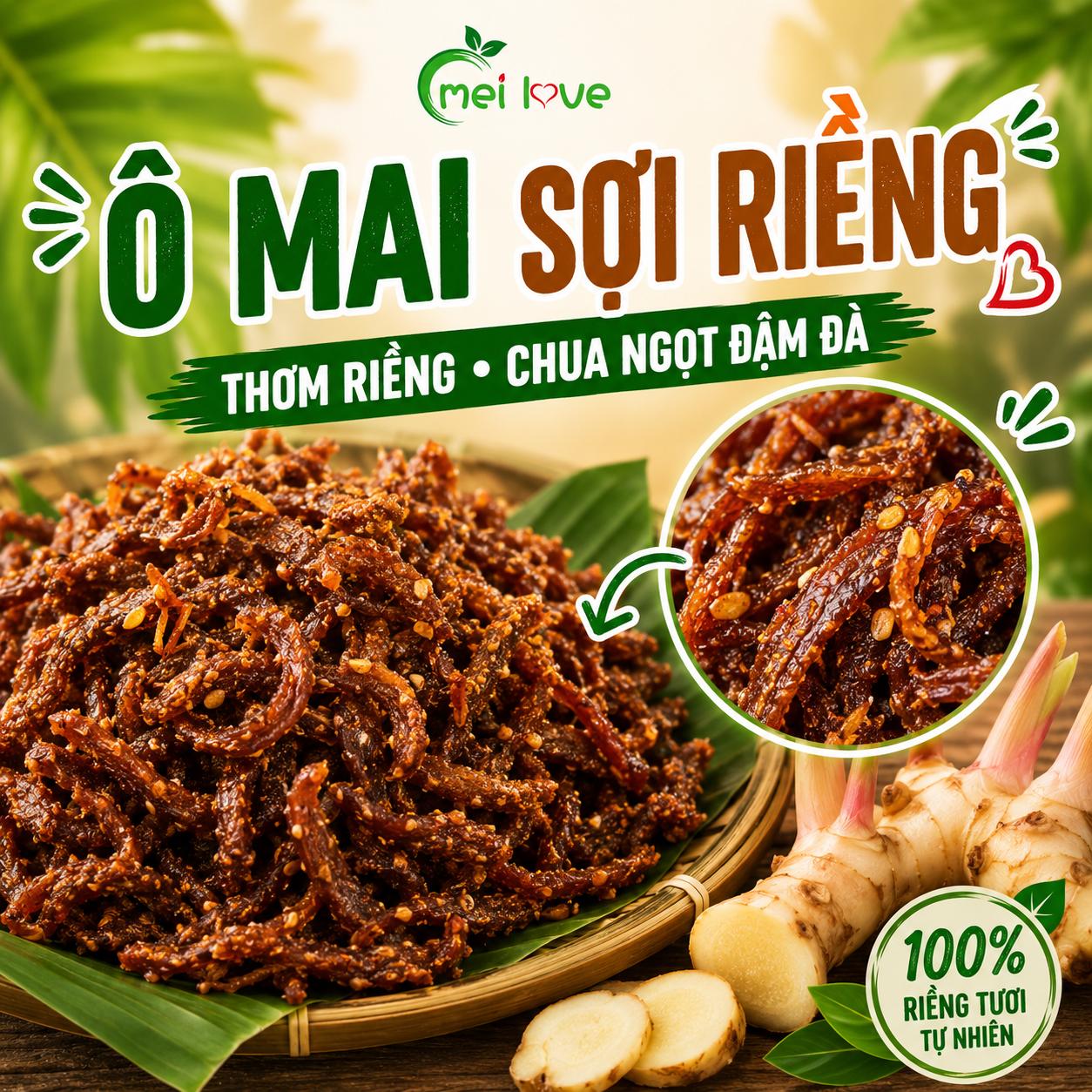 Ô Mai Sợi Riềng Cao Cấp, Sợi Dẻo Mềm, Chua Ngọt Đậm Đà, Hương Riềng Thơm Đặc Trưng