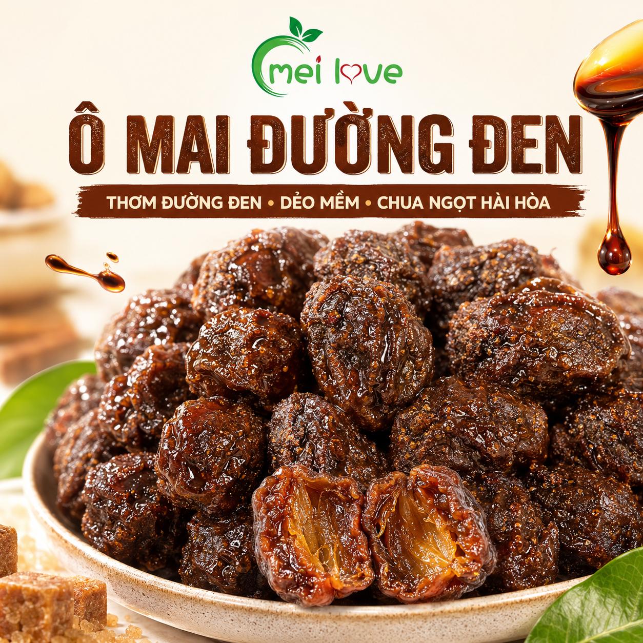 Ô Mai Đường Đen Cao Cấp, Dẻo Mềm, Chua Ngọt Hài Hòa, Thơm Hương Đường Đen Đặc Trưng