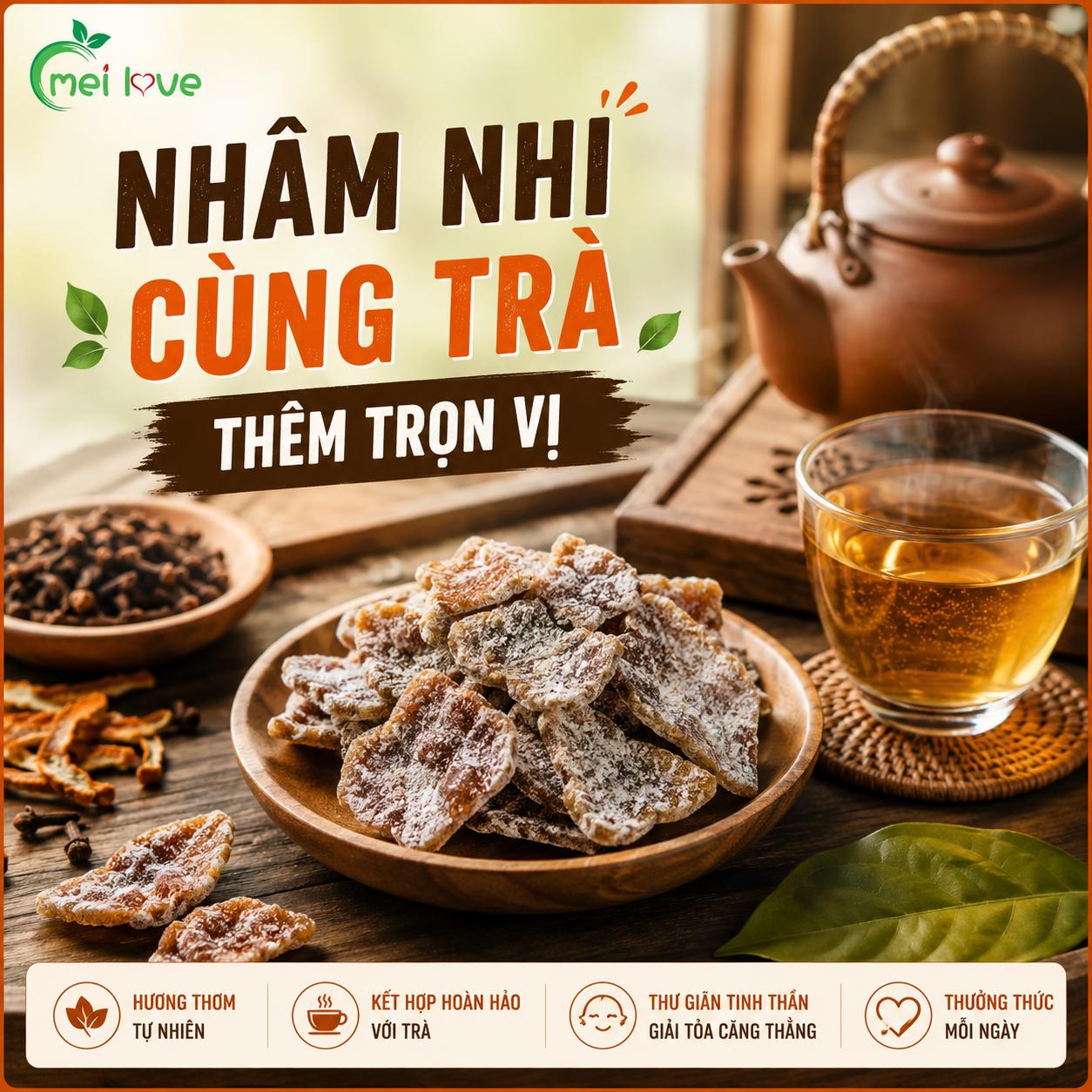 Trần Bì Đinh Hương Cao Cấp, Dẻo Mềm, Thơm Hương Trần Bì, Đậm Vị Đinh Hương, Món Ăn Vặt Truyền Thống