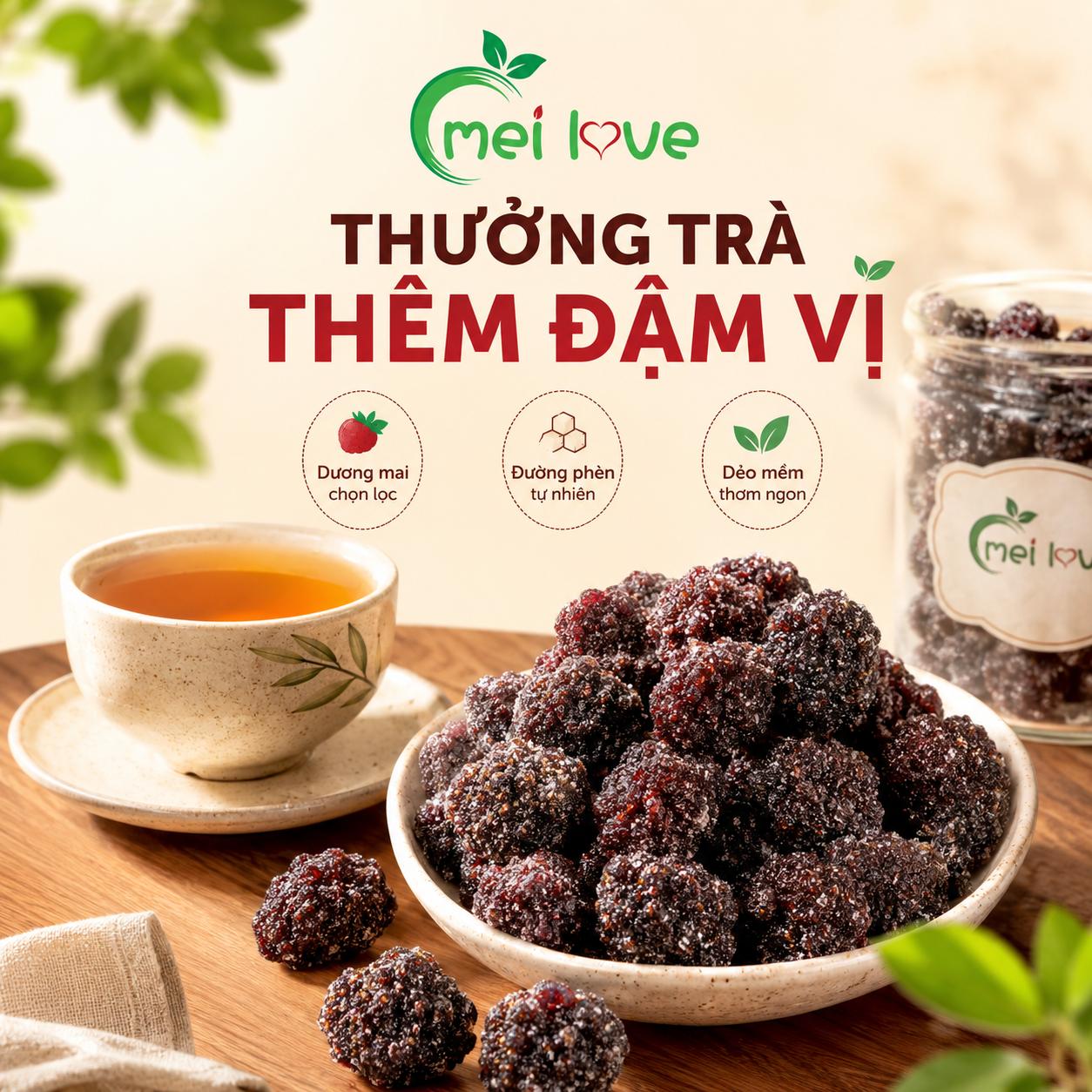 Dương Mai Đường Phèn Cao Cấp, Dẻo Mềm, Chua Thanh, Ngọt Dịu Từ Đường Phèn, Món Ăn Vặt Đặc Sản
