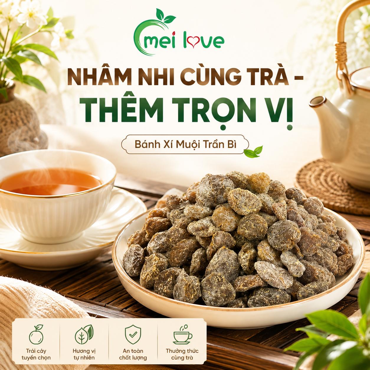 Bánh Xí Muội Trần Bì Cao Cấp, Dẻo Mềm, Chua Ngọt Hài Hòa, Hương Trần Bì Thơm Đặc Trưng