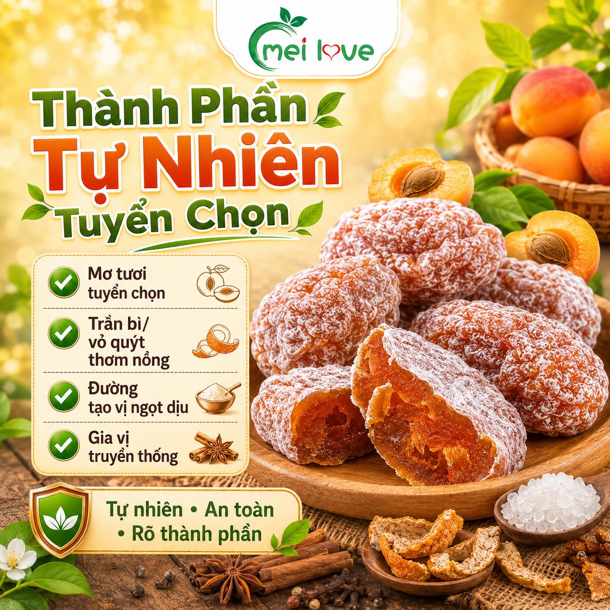 Ô Mai Bánh Mơ Trần Bì Cổ Truyền, Vị Chua Ngọt Hài Hòa, Thơm Ấm Vỏ Quýt