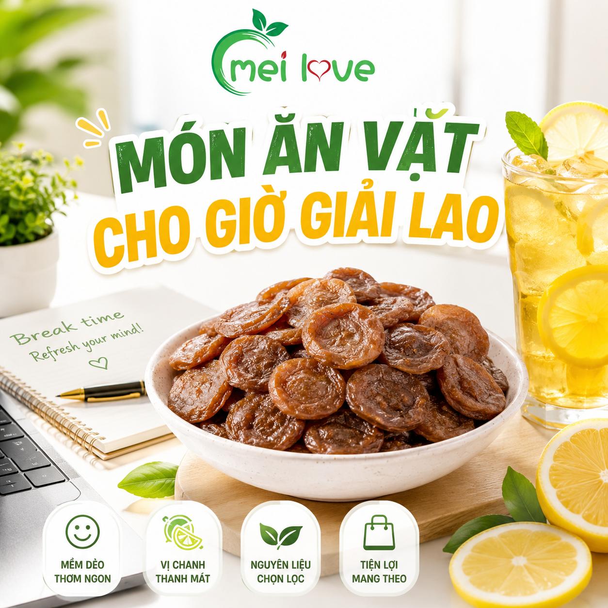 Bánh Xí Muội Vị Chanh Cao Cấp, Dẻo Mềm, Chua Ngọt Hài Hòa, Hương Chanh Thanh Mát
