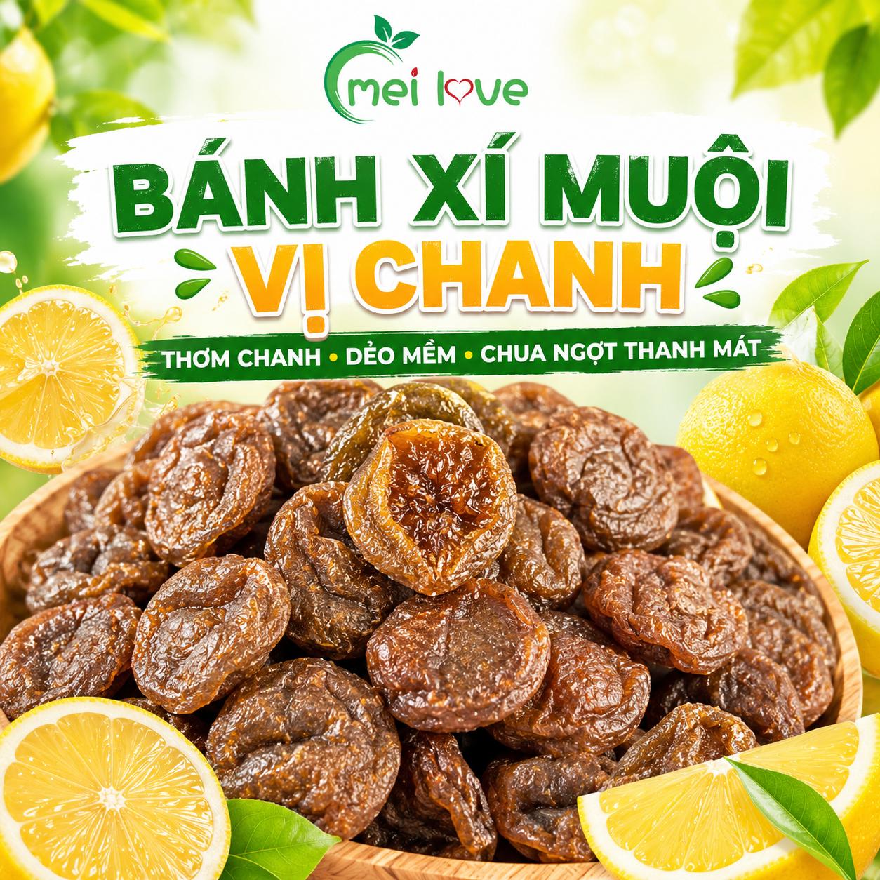 Bánh Xí Muội Vị Chanh Cao Cấp, Dẻo Mềm, Chua Ngọt Hài Hòa, Hương Chanh Thanh Mát