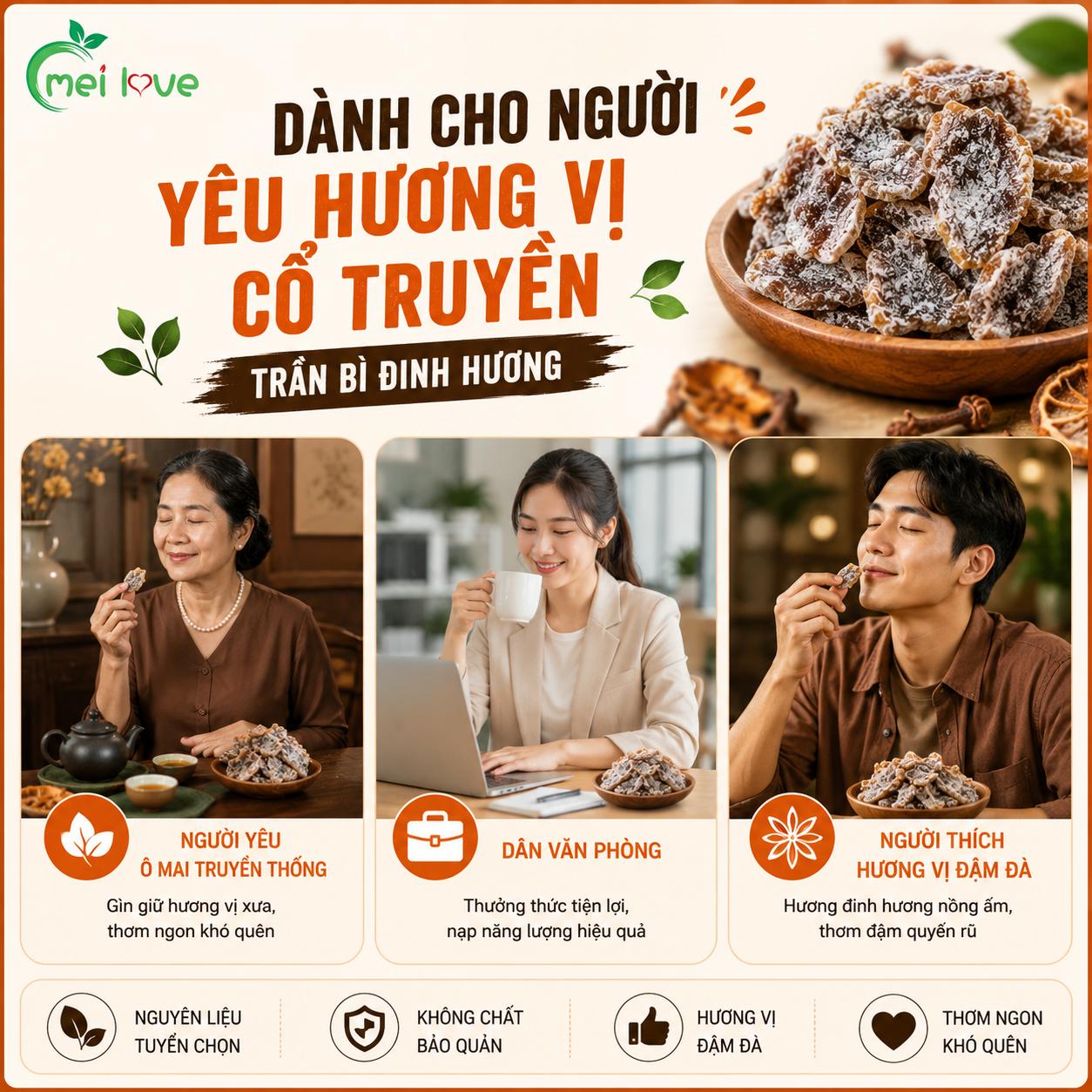 Trần Bì Đinh Hương Cao Cấp, Dẻo Mềm, Thơm Hương Trần Bì, Đậm Vị Đinh Hương, Món Ăn Vặt Truyền Thống
