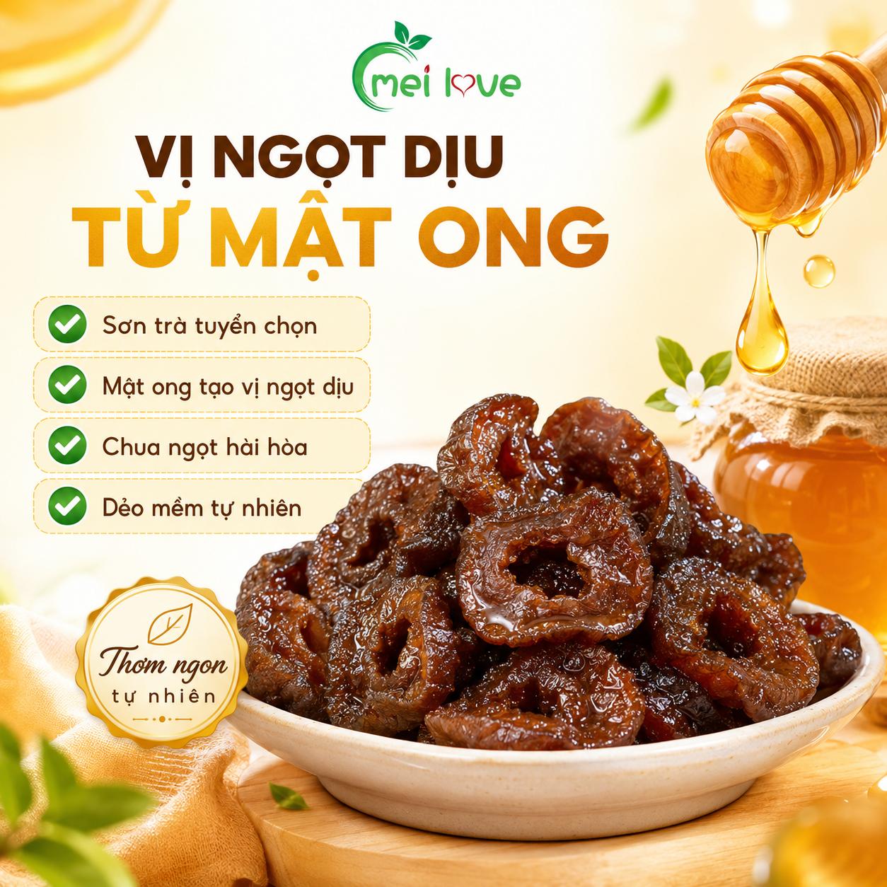 Sơn Trà Ngâm Mật Ong Cao Cấp, Dẻo Mềm, Chua Thanh, Ngọt Dịu Từ Mật Ong, Món Ăn Vặt Trái Cây