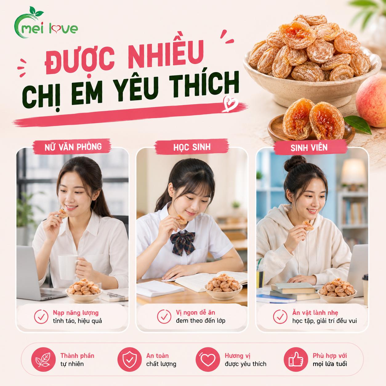 Bánh Xí Muội Đào Trắng Cao Cấp, Dẻo Mềm, Chua Ngọt Hài Hòa, Hương Đào Trắng Thơm Dịu