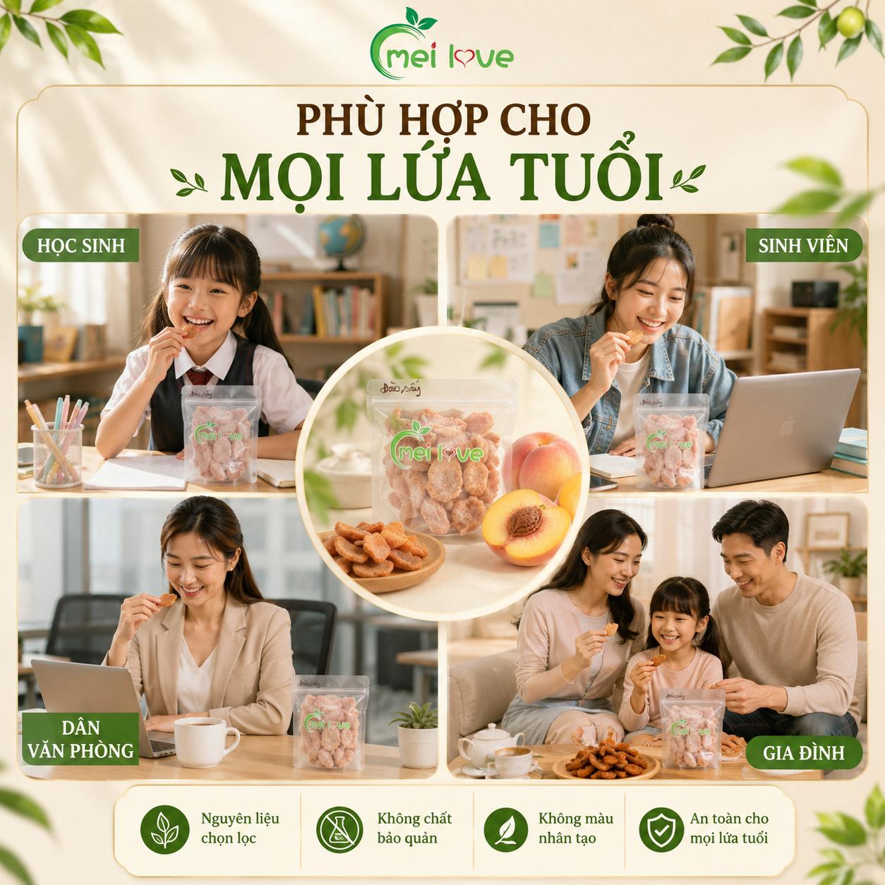 Đào Vàng Sấy Khô Cao Cấp, Dẻo Mềm, Thơm Vị Đào Tự Nhiên, Ngọt Thanh, Trái Cây Sấy Ăn Vặt
