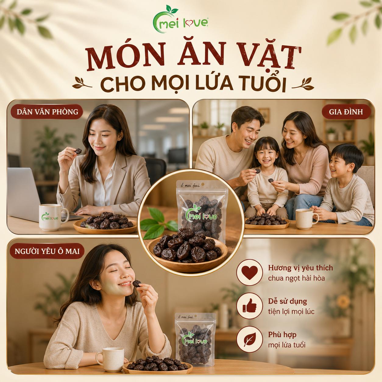 Ô Mai Mọng Vị Cao Cấp, Thịt Quả Dày, Dẻo Mềm, Chua Ngọt Hài Hòa, Món Ăn Vặt Đặc Sản