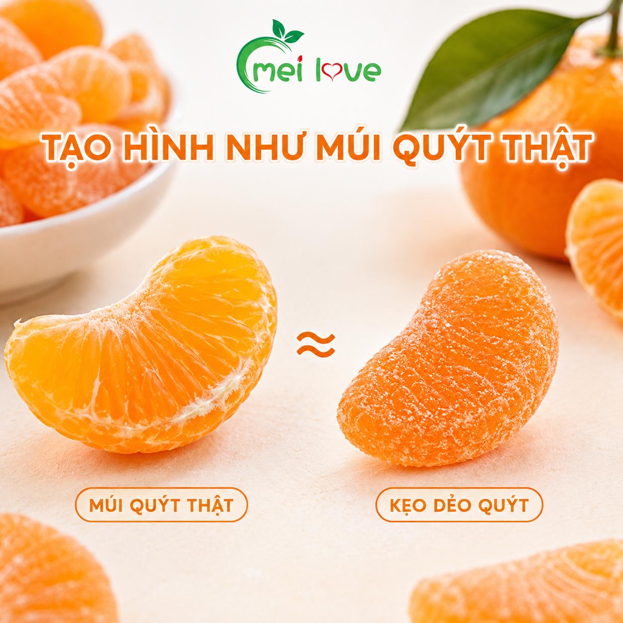 Kẹo Dẻo Múi Quýt Hương Quýt, Dẻo Mềm, Tạo Hình Múi Quýt Độc Đáo, Kẹo Ăn Vặt Cho Bé & Gia Đình