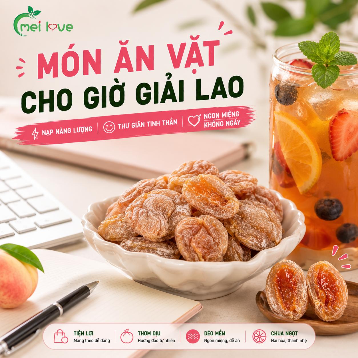Bánh Xí Muội Đào Trắng Cao Cấp, Dẻo Mềm, Chua Ngọt Hài Hòa, Hương Đào Trắng Thơm Dịu