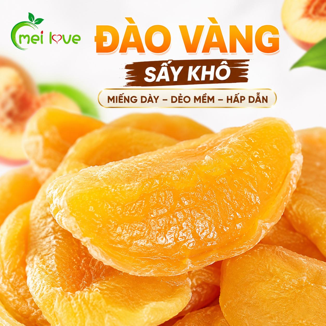 Đào Vàng Sấy Khô Cao Cấp, Dẻo Mềm, Thơm Vị Đào Tự Nhiên, Ngọt Thanh, Trái Cây Sấy Ăn Vặt