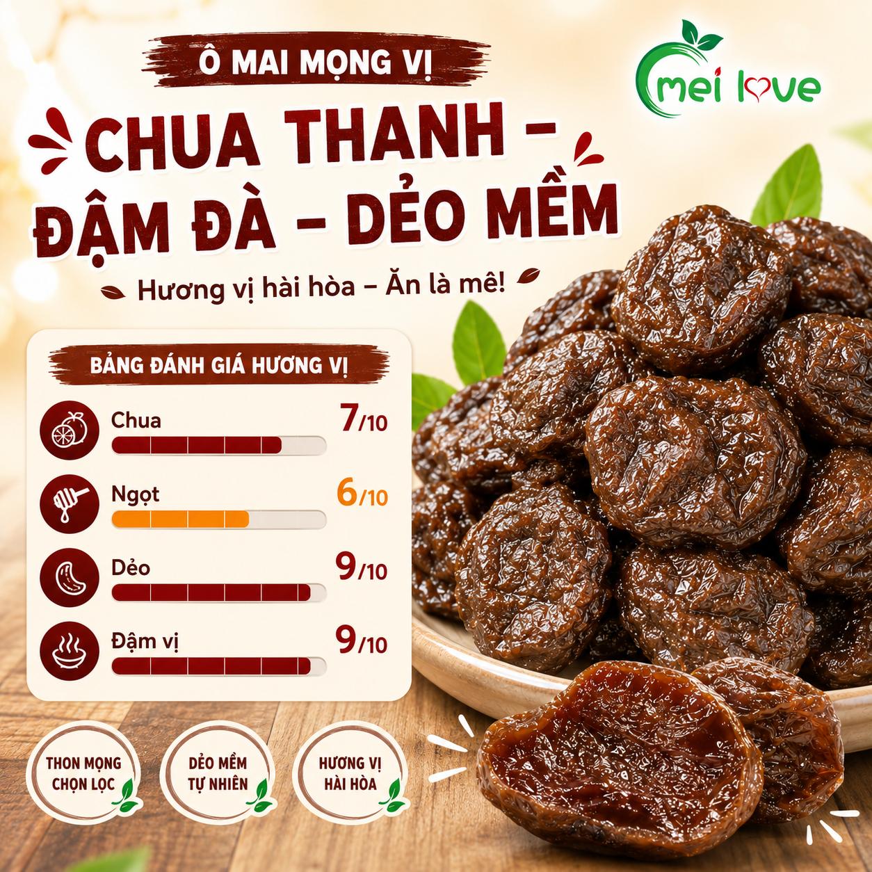 Ô Mai Mọng Vị Cao Cấp, Thịt Quả Dày, Dẻo Mềm, Chua Ngọt Hài Hòa, Món Ăn Vặt Đặc Sản