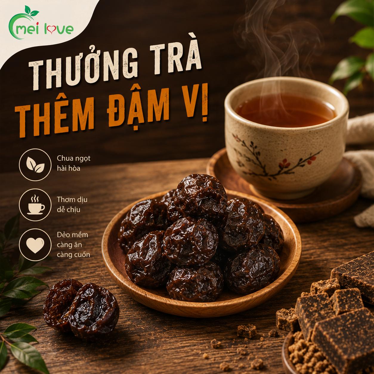 Ô Mai Đường Đen Cao Cấp, Dẻo Mềm, Chua Ngọt Hài Hòa, Thơm Hương Đường Đen Đặc Trưng