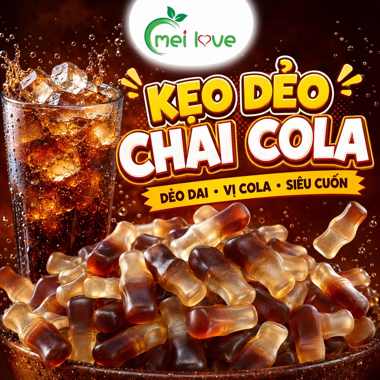 Kẹo Dẻo Chai Cola, Dẻo Dai, Hương Vị Cola Đậm Đà, Kẹo Hình Chai Ăn Vặt Cho Bé & Gia Đình