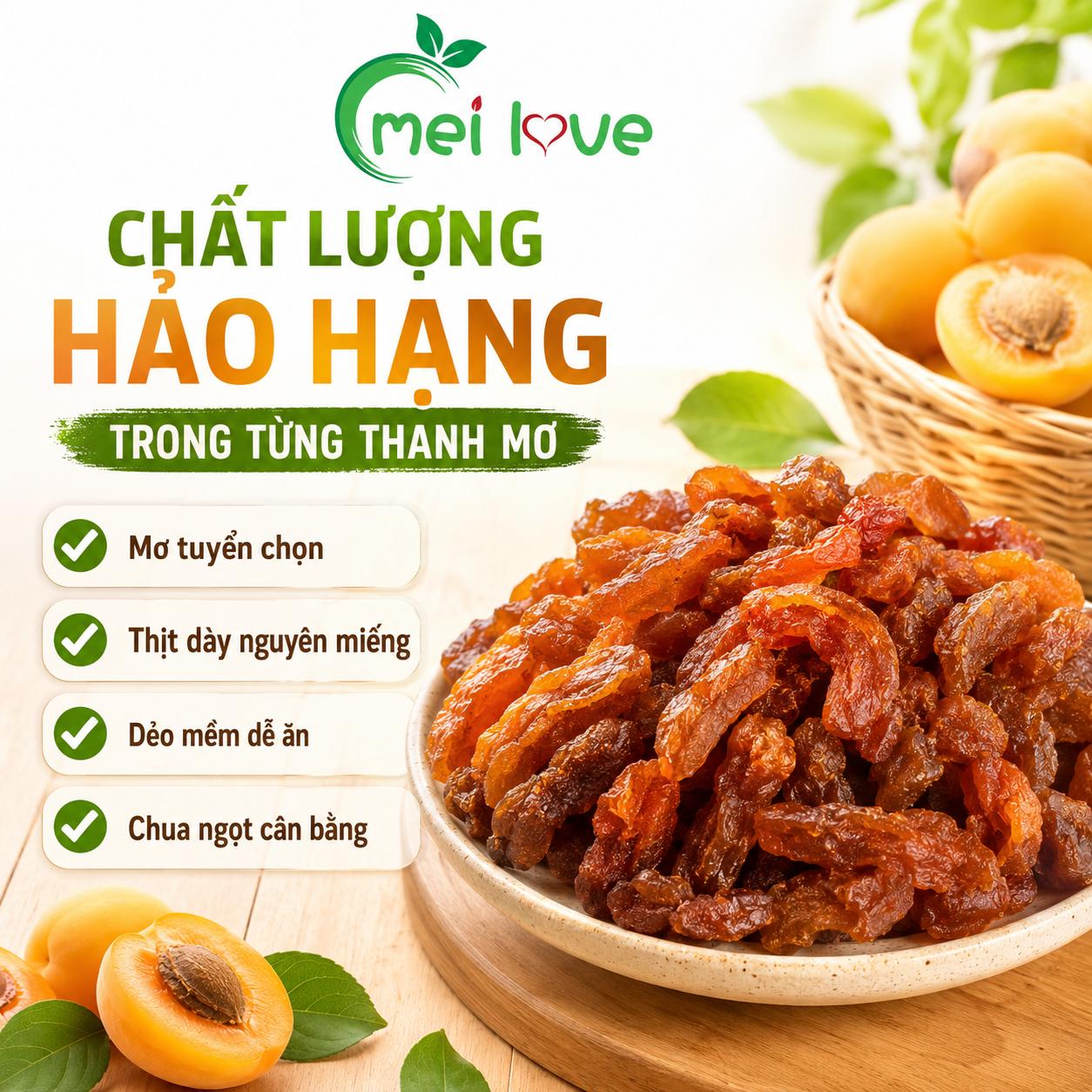 Thanh Mơ Hảo Hạng, Thịt Mơ Dày, Dẻo Mềm, Chua Ngọt Hài Hòa, Món Ăn Vặt Đặc Sản
