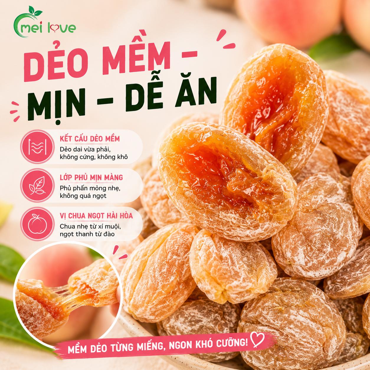 Bánh Xí Muội Đào Trắng Cao Cấp, Dẻo Mềm, Chua Ngọt Hài Hòa, Hương Đào Trắng Thơm Dịu