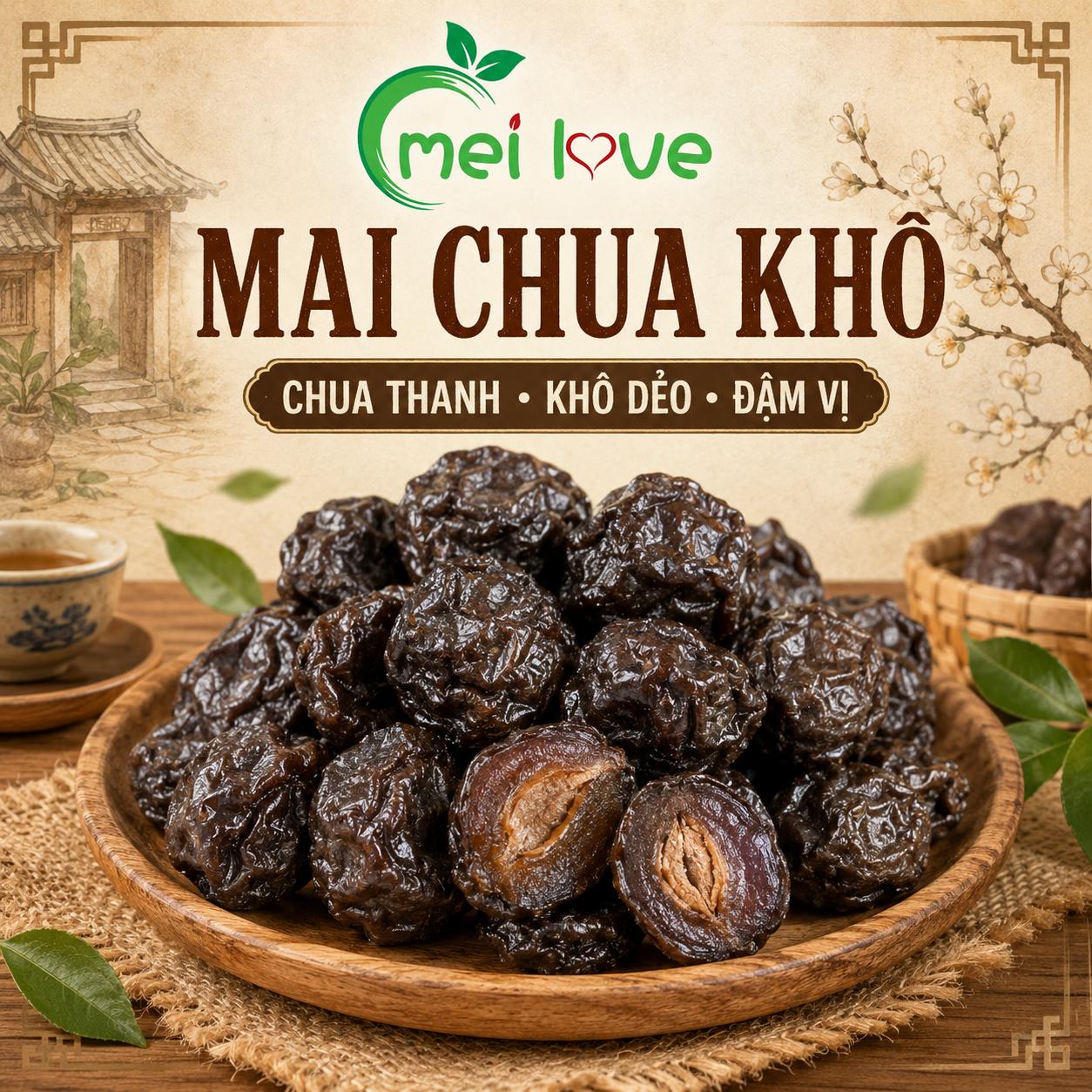 Mai Chua Khô Cao Cấp, Khô Dẻo Tự Nhiên, Chua Thanh Đậm Vị, Món Ăn Vặt Truyền Thống