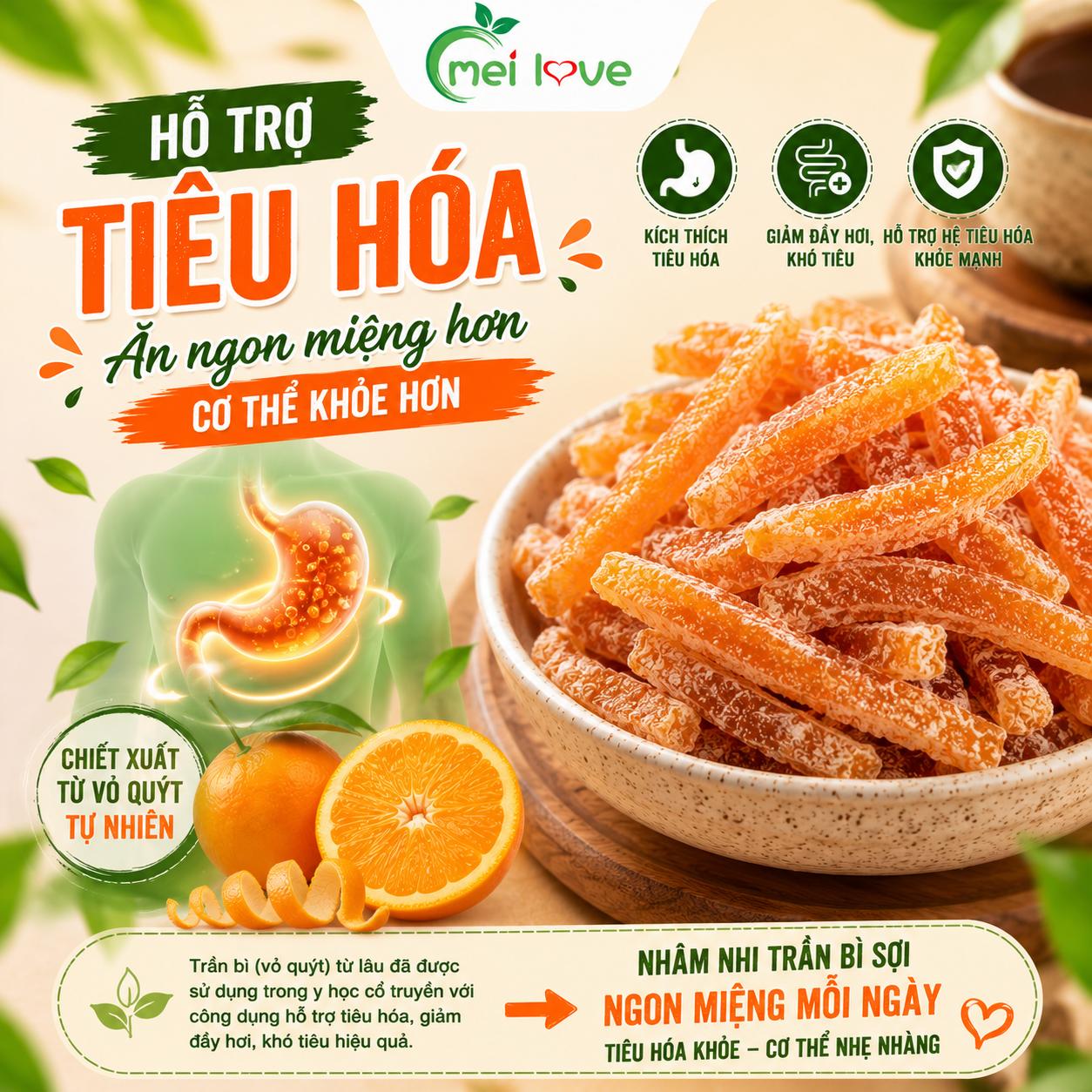 Ô Mai Trần Bì Sợi, Thơm Nồng Vỏ Quýt, Hỗ Trợ Tiêu Hóa, Dịu Họng, Ăn Vặt Dễ Ghiền