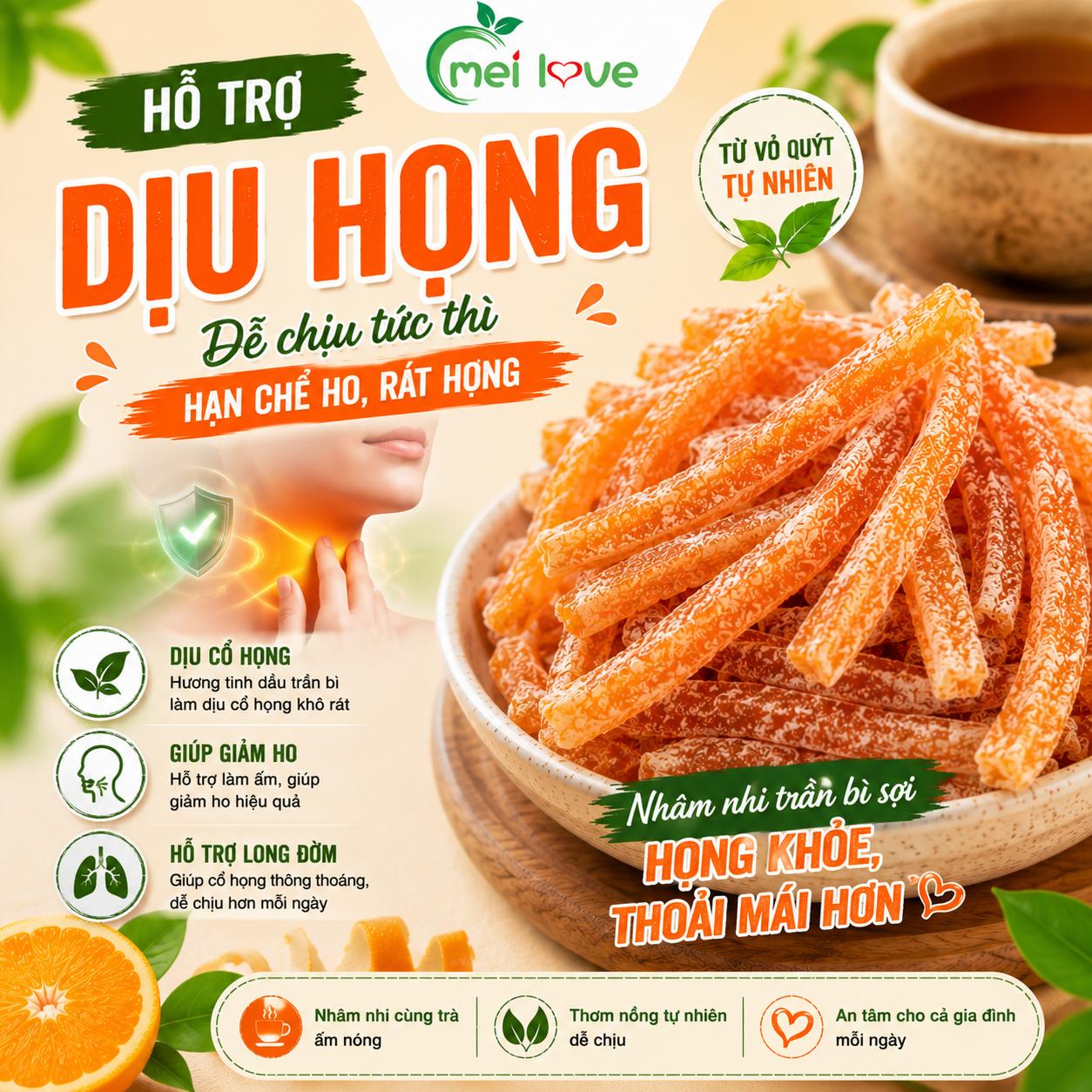 Ô Mai Trần Bì Sợi, Thơm Nồng Vỏ Quýt, Hỗ Trợ Tiêu Hóa, Dịu Họng, Ăn Vặt Dễ Ghiền