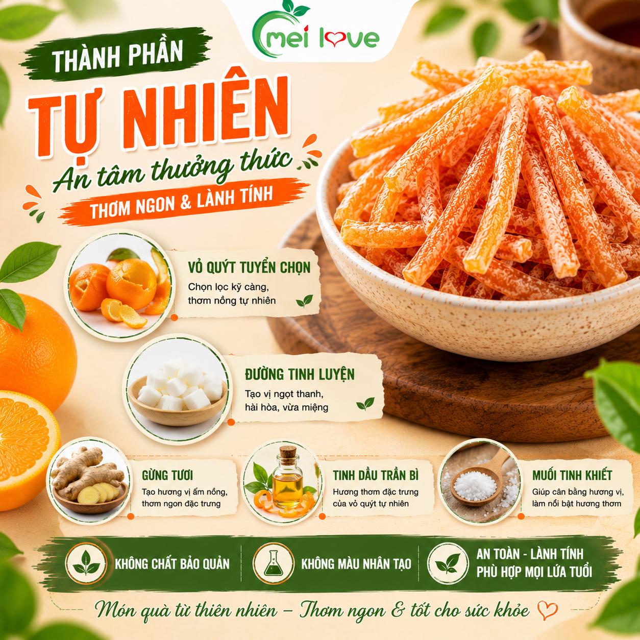 Ô Mai Trần Bì Sợi, Thơm Nồng Vỏ Quýt, Hỗ Trợ Tiêu Hóa, Dịu Họng, Ăn Vặt Dễ Ghiền