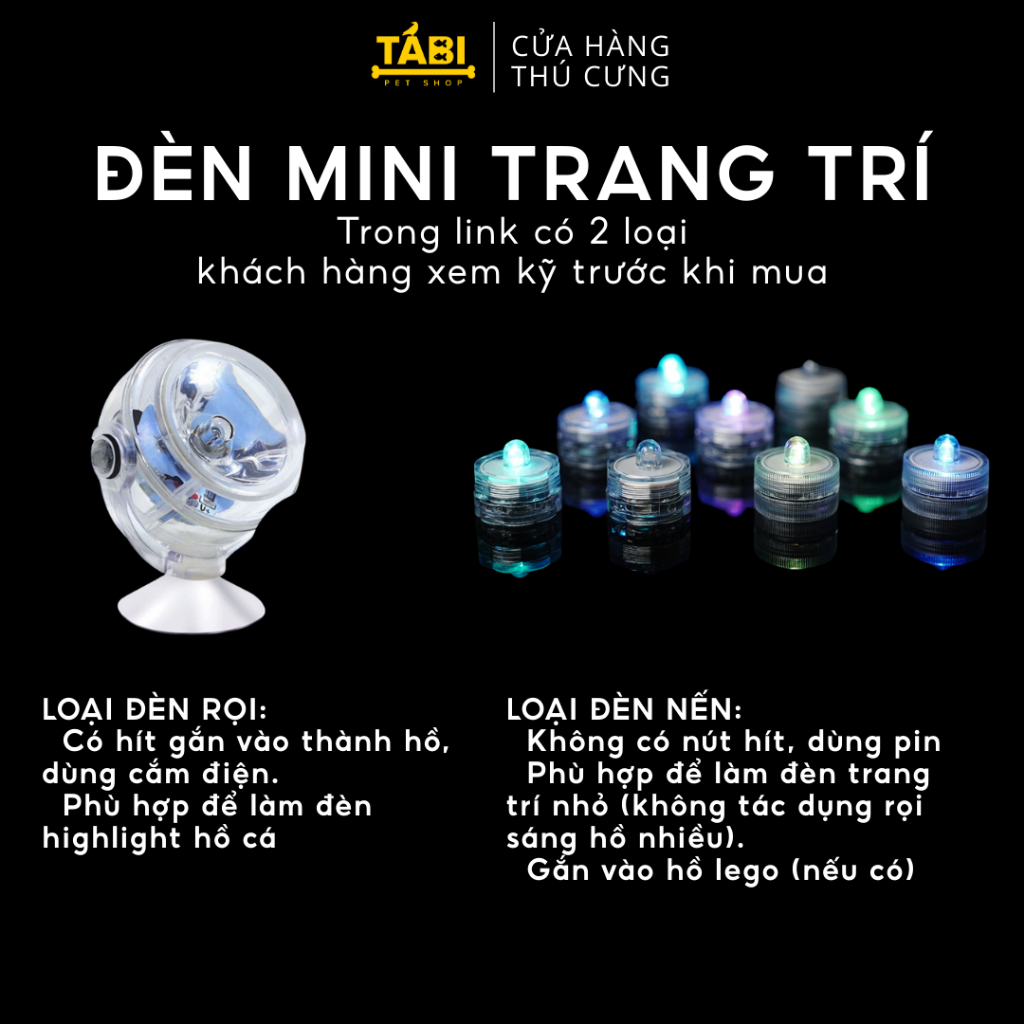 Đèn LED Mini Tròn Trang Trí Bể Cá, Hồ Cá Để Được Dưới Nước
