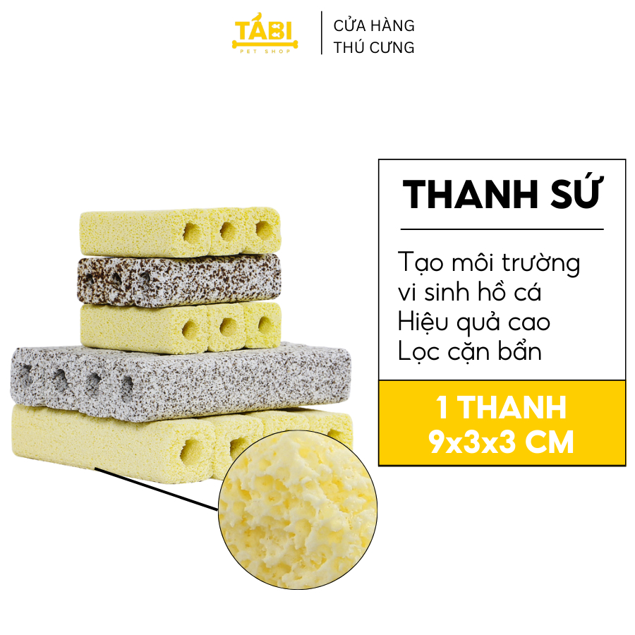 Thanh Sứ Lọc Hoa Mai, Muối Tiêu Nhỏ Size 9x3 Lọc Nước Hồ Cá [SỨ THANH NHỎ]