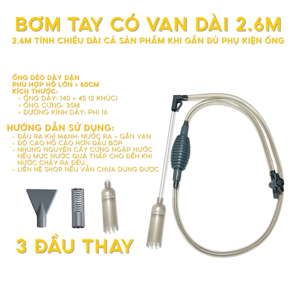 Ống Bơm Tay, Hút Đáy, Thay Nước Hồ Cá, Bể Cá Thuỷ Sinh