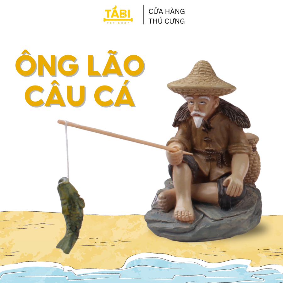 Tiểu Cảnh Ông Lão Già Câu Cá Trang Trí Hồ Cá, Bể Cá, Chậu Cây, Tiểu Cảnh Terrarium