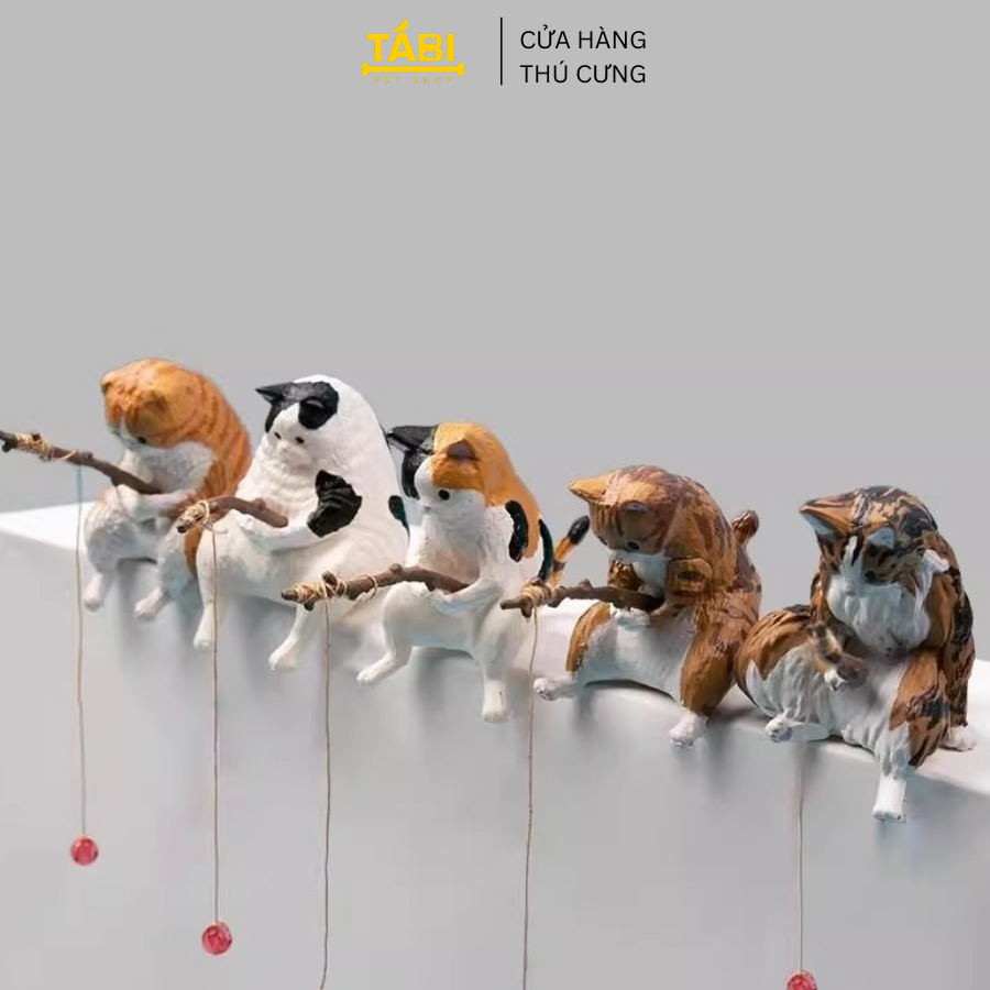 Mèo Câu Cá Ngồi, Mèo Nằm Thành Hồ - Tiểu Cảnh Trang Trí Hồ Cá, Bể Cá Thủy Sinh Xinh Đẹp