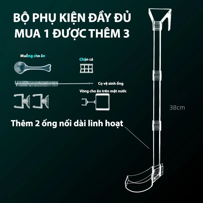 Bộ Ống Đựng Thức Ăn Cho Cá, Tép Cảnh Bằng Nhựa Acrylic